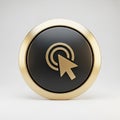Gold and Black Button with Cursor Icon on White Background click pointer Royalty Free Stock Photo