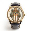 Gold And Black Egyptian Style Watch With Unique Artistic Design Royalty Free Stock Photo