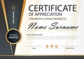 Gold and black Elegance horizontal certificate with Vector illustration ,white frame certificate template with clean and modern