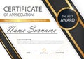 Gold black Elegance horizontal certificate with Vector illustration , white frame certificate template