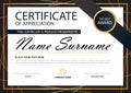 Gold black Elegance horizontal certificate with Vector illustration ,white frame certificate template with clean and modern