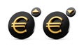 Gold and black Euro raising and falling sign 3d illustration