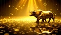 Gold and black financial infographic bull and bear stock market chart award with space for text Royalty Free Stock Photo