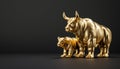 Gold black financial infographic with bull bear symbols, ideal for stock market, with text space