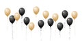 Gold and black flying balloons isolated vector illustration Royalty Free Stock Photo