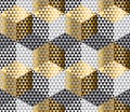 Gold and black geometry hexagon seamless fabric Royalty Free Stock Photo