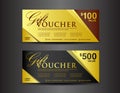 Gold and black Gift Voucher template, coupon design,ticket,vecto