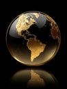 A gold and black globe on a black background Royalty Free Stock Photo