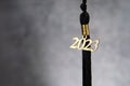 2023 Graduation Tassel on a Grey Background Gold and Black