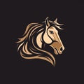 Gold And Black Horse Head Logo Illustration With Organic And Flowing Forms