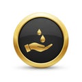 Gold and Black Icon Symbolizing Hand Receiving Water Drops liquid rain Royalty Free Stock Photo