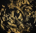 Gold and black marble texture. Mixed golden painting, dark luxury background