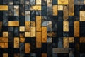 Gold and black mosaic wall background Royalty Free Stock Photo