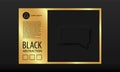 Gold and Black Neomorphism banner template with rectangular message bubble. Vector dark message frame in convex neomorph Royalty Free Stock Photo