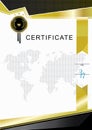 Gold black official certificate with schematic map