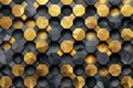 Gold and black patterned wall with a gold and black design Royalty Free Stock Photo