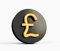 Gold and black Pound sign icon isolated on white background 3d illustration