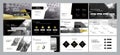 Gold black presentation templates elements on a white background. Royalty Free Stock Photo