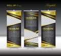 Gold and black Roll Up Banner template vector illustration