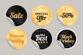Gold black round stickers Royalty Free Stock Photo