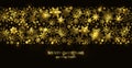 Gold and black seamless snowflake border, Xmas Royalty Free Stock Photo