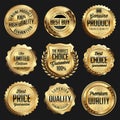 Gold and Black Shiny Luxury Badge. Luxury Set. Royalty Free Stock Photo