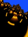 Gold black blue spiral shapes, lights abstract shapes, fractal design, texture Royalty Free Stock Photo