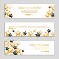 Gold Black star banner background Royalty Free Stock Photo