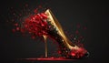 gold and black stiletto heels on a black background women\'s day, eight march scrapbooking gold glitter bokeh red,