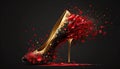 gold and black stiletto heels on a black background women\'s day, eight march scrapbooking gold glitter bokeh red,