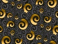 Gold and black swirl seamless pattern.