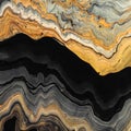 Gold and black waves. Abstract marble background or texture. Acrylic Fluid Art