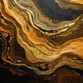 Abstract Gold Swirls: Fluid Landscapes In Multilayered Illustrations
