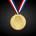 Gold blank award medal with ribbon