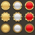 Gold blank badges set.