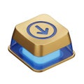 A gold and blue button with an arrow pointing down Royalty Free Stock Photo