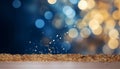 Gold and blue Fireworks and bokeh in New Year eve and copy space. Abstract background holiday Royalty Free Stock Photo