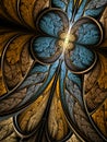 Gold and blue fractal flower or butterfly Royalty Free Stock Photo