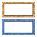 Gold and blue frame isolated on white background , clipping path Royalty Free Stock Photo