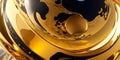 Gold and blue glass globe marble. Generative AI Royalty Free Stock Photo