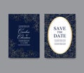 Gold and blue greeting or invitation card template design