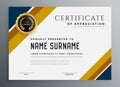 Gold and blue multipurpose certificate design template