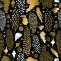 Gold boho seamless pattern retro tribal background