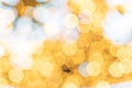 Gold bokeh background. Abstract glitter festive blur lights. Soft yellow christmas backdrop Royalty Free Stock Photo