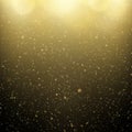 Gold bokeh on dark background. Glitter gold de-focused lights on black background. EPS 10 Royalty Free Stock Photo