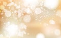 Gold Bokeh, winter celebration festival with stars scatter light shining concept, snowflakes confetti falling, dust, glowing blur Royalty Free Stock Photo