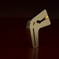 Gold Bone pain icon isolated on brown background. Orthopedic medical. Disease of the joints and bones, arthritis