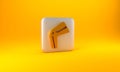 Gold Bone pain icon isolated on yellow background. Orthopedic medical. Disease of the joints and bones, arthritis