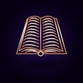 Gold book icon. Vector illustration isolated on a blue background