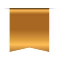 Gold bookmark banner 3D. Vertical book mark, isolated on white background. Color golden tag, label. Flag symbol, sign